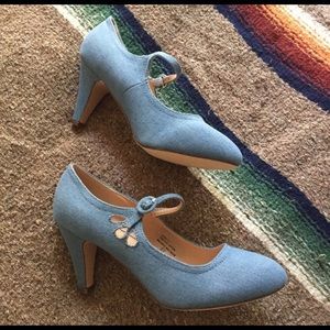 Denim blue Mary Janes